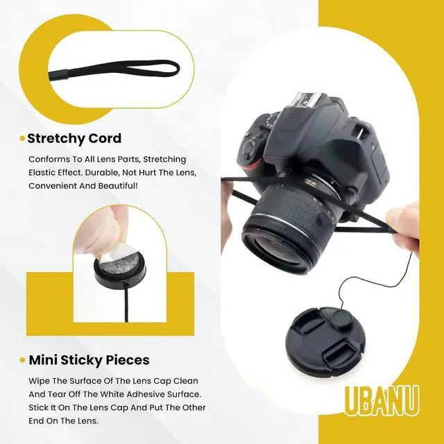 Alt view image 3 of 7 - 5 Pcs Camera Lens Cap Keeper, Elastic Lens Cover Leash | Lens Cap Holder for Ca-NonNi-konSo-nyFu-jifilmO-lympusPa-nasonic & Others SLR DSRL Mirrorless Lenses