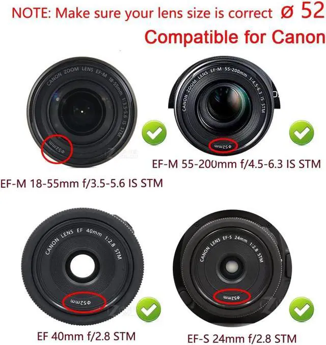 Alt view image 6 of 7 - 52mm Lens Cap for Nikon D5500 D5200 D5100 D3200 w/NIKKOR AF-S 18-55mm | Compatible for Canon EF-M 18-55mm 55-200mm