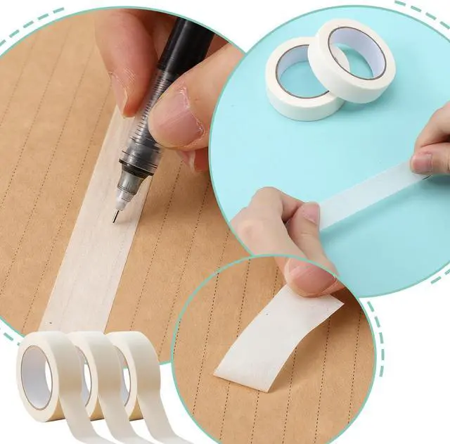Alt view image 4 of 7 - 3 Rolls White Washi Tape, 32.8 Ft X 0.6 Inch Decorative Tape for Crafts Self-Adhesive Plain White Masking Tapes Thin Masking Tapes for Scrapbooks Planners Gifts Wrapping DIY Crafts