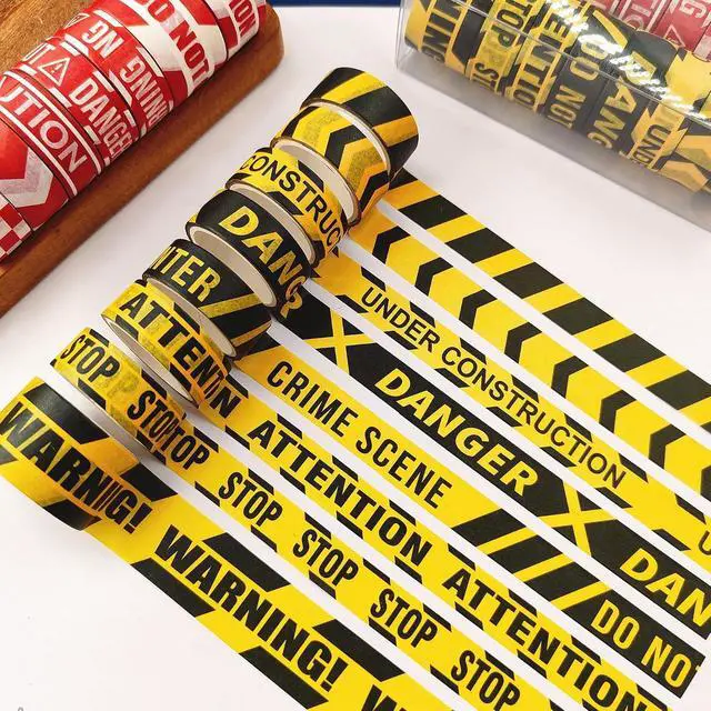 Alt view image 3 of 7 - Caution Line Washi Tape Set 16 Rolls Yellow Red Boundary Masking Transportation Toy Decorative Tapes for Arts, DIY Crafts, Journals, Planners, Scrapbook, Wrapping