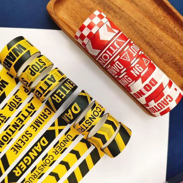 Alt view image 5 of 7 - Caution Line Washi Tape Set 16 Rolls Yellow Red Boundary Masking Transportation Toy Decorative Tapes for Arts, DIY Crafts, Journals, Planners, Scrapbook, Wrapping