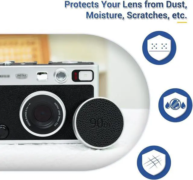 Alt view image 2 of 7 - Retro Leather Lens Cap for Fujifilm Insta Mini EVO, Aluminum Anti-Dust Anti-Scratches Lightweight Camera Lens Cover with Soft EVA Interior, Accessories for Fuji Mini Evo Lens Protection Cover