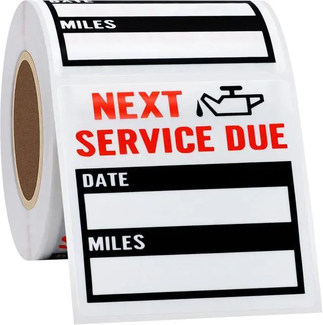 Alt view image 4 of 7 - HYBSK 200pcs Transparent Oil Change/Service Reminder Stickers 2"x2" Premium Quality Clear PET Oil Change Stickers (Black)