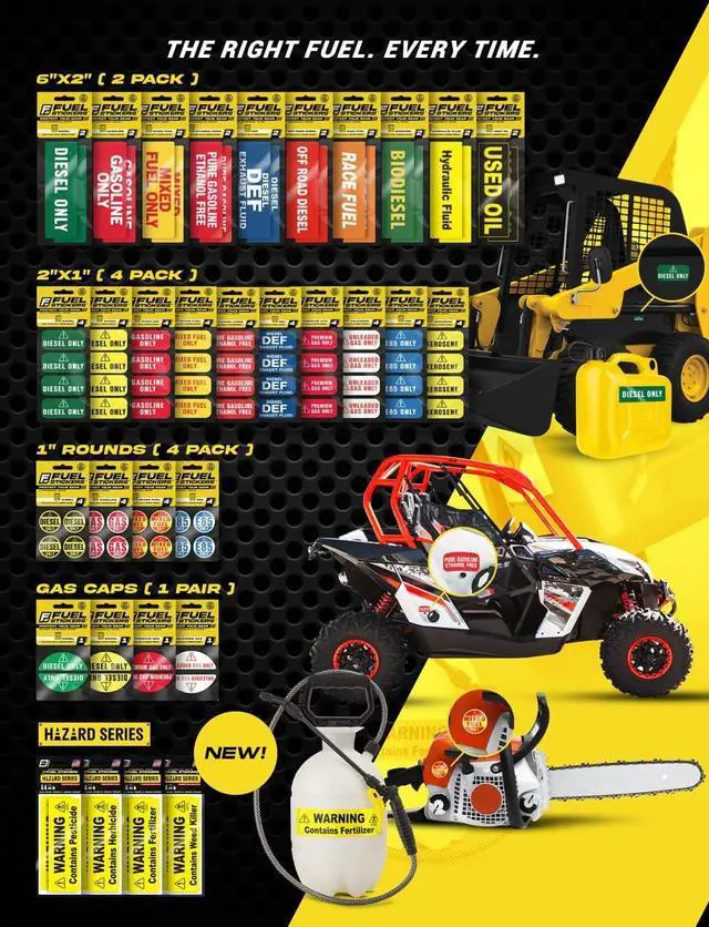 Alt view image 4 of 5 - Mixed Fuel Only Sticker, 2 Cycle Labels for Outdoor Fuel Power Equipment - Weather Proof, Extreme Stick, Commercial Grade Labels by Fuel Stickers - USA Made (1" Round), 4 Pack