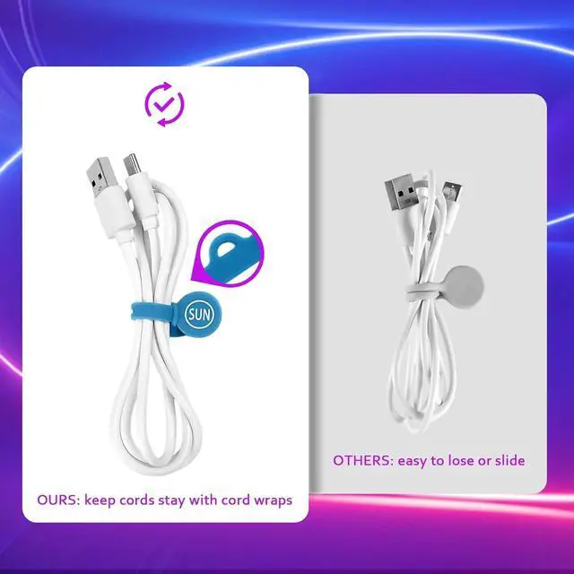 Alt view image 3 of 7 - SUNFICON 6 Pack Magnetic Cord Organizers Cable Clips Cable Straps Silicone Twist Ties Colorful Headphone Cord Keeper Holder Manager Bookmark Whiteboard Fridge Magnet Keychain Gift Home,Office,School