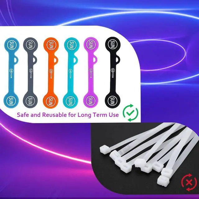 Alt view image 4 of 7 - SUNFICON 6 Pack Magnetic Cord Organizers Cable Clips Cable Straps Silicone Twist Ties Colorful Headphone Cord Keeper Holder Manager Bookmark Whiteboard Fridge Magnet Keychain Gift Home,Office,School