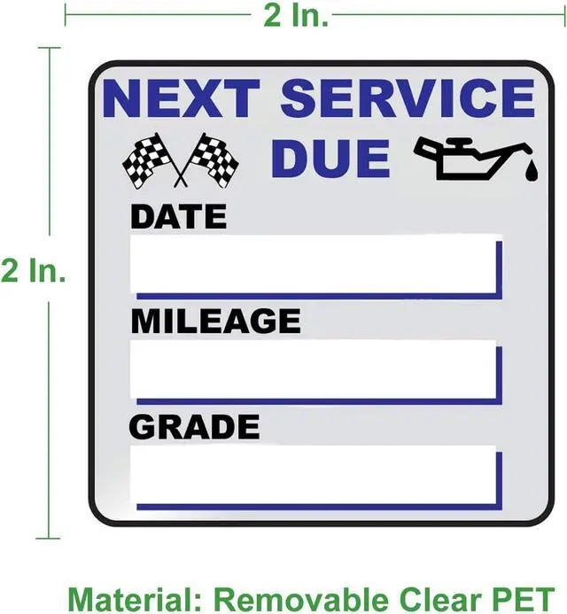 Alt view image 2 of 7 - Oil Change Stickers, 300 pcs, 2 x 2 in, Oil Change Sticker Windshield | Removable Clear Vinyl, Car Auto Window Application, Next Service Due Reminder, Vehicle Mechanic Maintenance Labels