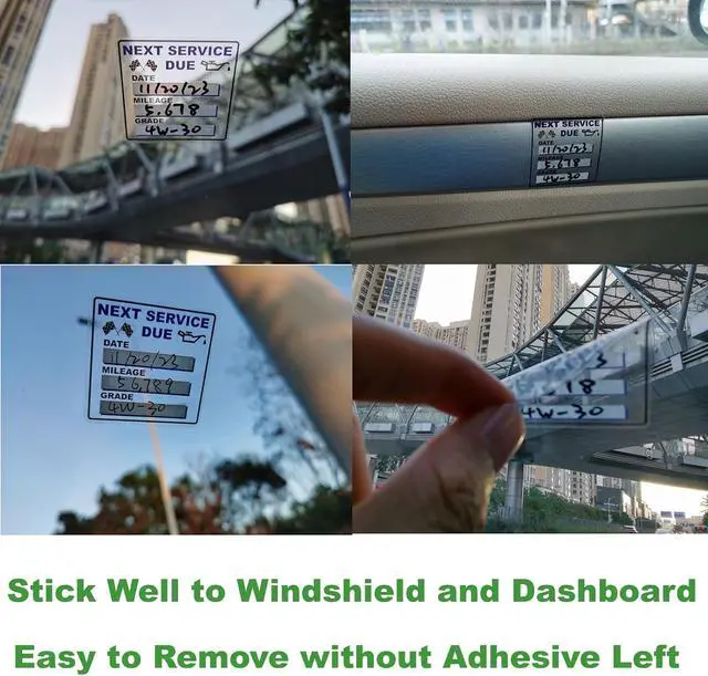 Alt view image 7 of 7 - Oil Change Stickers, 300 pcs, 2 x 2 in, Oil Change Sticker Windshield | Removable Clear Vinyl, Car Auto Window Application, Next Service Due Reminder, Vehicle Mechanic Maintenance Labels