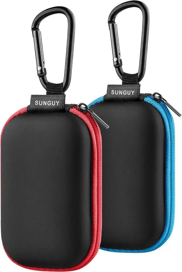 Main image of SUNGUY Earbuds Case 2Pack, Rectangle Earbuds Carrying Case, Portable Earphone Case Phone Accessories Organizer with Carabiner for Earphone, in-Ear Headphones, Earbud, SD Card, USB Charging Cable