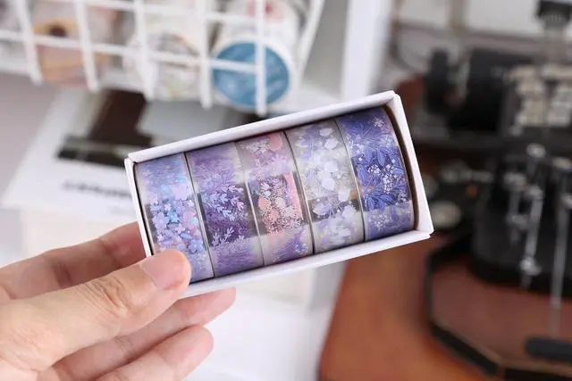 Alt view image 3 of 7 - YUBBAEX 5 Rolls Floral Washi Tape Set PET Decorative Flowers Patterns Transparent Masking Tapes for Arts, DIY Crafts, Journals, Planners, Scrapbook, Wrapping (Lavender)