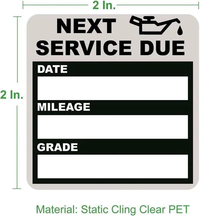 Alt view image 2 of 6 - Oil Change Stickers Static Cling, 120pcs 2x2 in for Car Windshield | Clear No Residue Oil Change Reminder Sticker for Windshield, Next Service Due Labels for Car Auto Vehicle Window, Black