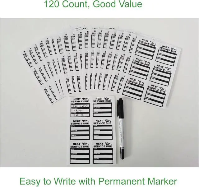 Alt view image 4 of 6 - Oil Change Stickers Static Cling, 120pcs 2x2 in for Car Windshield | Clear No Residue Oil Change Reminder Sticker for Windshield, Next Service Due Labels for Car Auto Vehicle Window, Black