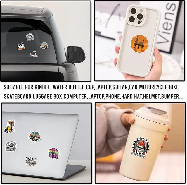 Alt view image 4 of 7 - 50 Pcs Oilfield Vinyl Sticker Waterproof Hard Hat Decals Oil Rig Stickers Water Bottle Skateboard Helmet Guitar Luggage Bike Toolbox Car Gifts for Adults Men Dad Refinery Worker