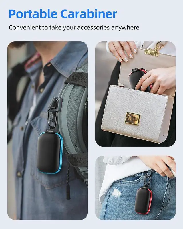Alt view image 4 of 6 - SUNGUY Earbuds Case 2Pack, Rectangle Earbuds Carrying Case, Portable Earphone Case Phone Accessories Organizer with Carabiner for Earphone, in-Ear Headphones, Earbud, SD Card, USB Charging Cable