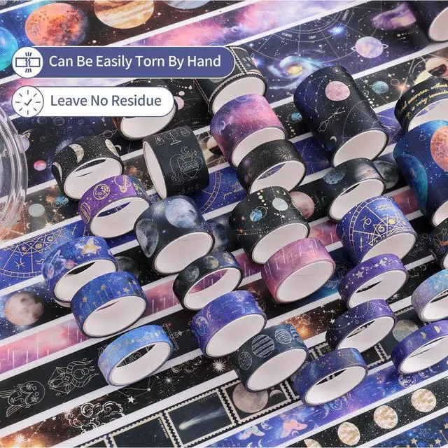 Alt view image 4 of 7 - 32 Rolls Washi Tape Set, Gold Foil Galaxy Decorative Masking Tape Constellation, Stars, Celestial, Adhesive Tape for Bullet Journal, Diy Craft, Scrapbooking Supplies, Gift Wrapping, Party Decoration
