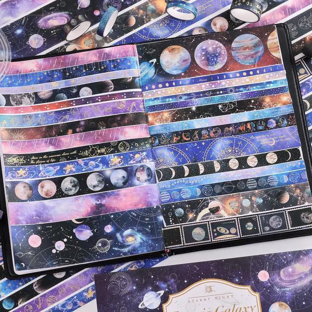 Alt view image 7 of 7 - 32 Rolls Washi Tape Set, Gold Foil Galaxy Decorative Masking Tape Constellation, Stars, Celestial, Adhesive Tape for Bullet Journal, Diy Craft, Scrapbooking Supplies, Gift Wrapping, Party Decoration
