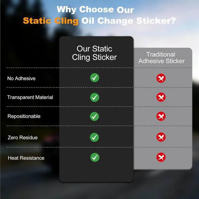 Alt view image 3 of 7 - Static Cling Oil Change Stickers for Windshield, 120 Pcs 2x2 Inches No Glue No Residue Clear Next Service Due Reminder Labels for Car Window, Upgraded Transparent Removable Auto Maintenance Sticker