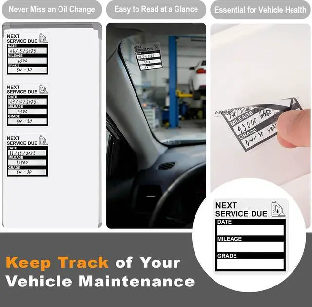 Alt view image 6 of 7 - Static Cling Oil Change Stickers for Windshield, 120 Pcs 2x2 Inches No Glue No Residue Clear Next Service Due Reminder Labels for Car Window, Upgraded Transparent Removable Auto Maintenance Sticker