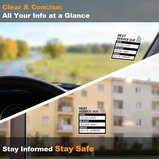Alt view image 2 of 7 - Static Cling Oil Change Stickers for Windshield, 120 Pcs 2x2 Inches No Glue No Residue Clear Next Service Due Reminder Labels for Car Window, Upgraded Transparent Removable Auto Maintenance Sticker