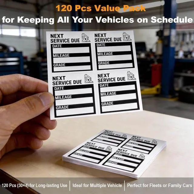 Alt view image 5 of 7 - Static Cling Oil Change Stickers for Windshield, 120 Pcs 2x2 Inches No Glue No Residue Clear Next Service Due Reminder Labels for Car Window, Upgraded Transparent Removable Auto Maintenance Sticker