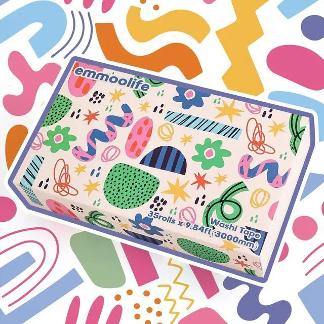 Alt view image 2 of 7 - emmoolife 35 Rolls Washi Tape Set, Colorful Cute Floral Writable Decorative Tapes for Scrapbooking and Journaling, Junk Journal Supplies, Bullet Journaling for Women Girl 5-30mm Wide 9.84ft Long/Roll