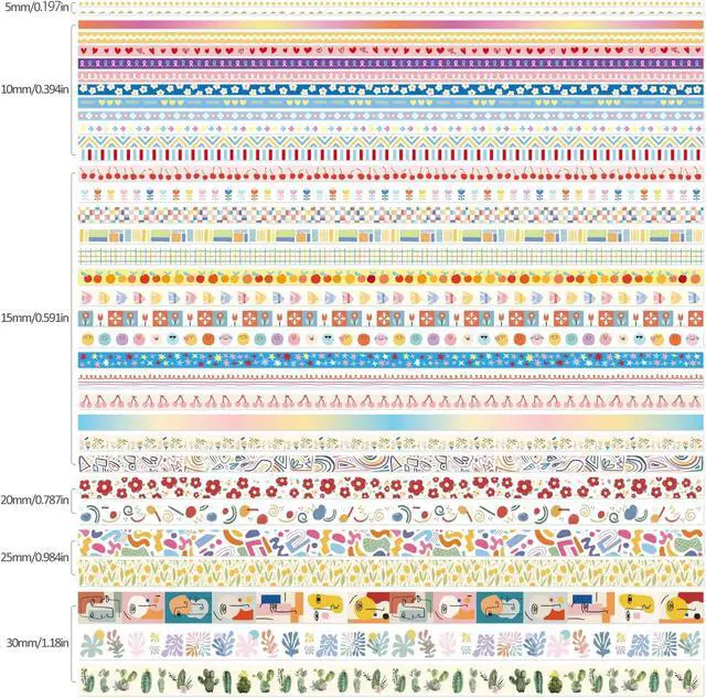Alt view image 3 of 7 - emmoolife 35 Rolls Washi Tape Set, Colorful Cute Floral Writable Decorative Tapes for Scrapbooking and Journaling, Junk Journal Supplies, Bullet Journaling for Women Girl 5-30mm Wide 9.84ft Long/Roll