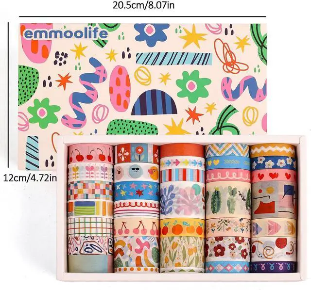 Alt view image 4 of 7 - emmoolife 35 Rolls Washi Tape Set, Colorful Cute Floral Writable Decorative Tapes for Scrapbooking and Journaling, Junk Journal Supplies, Bullet Journaling for Women Girl 5-30mm Wide 9.84ft Long/Roll