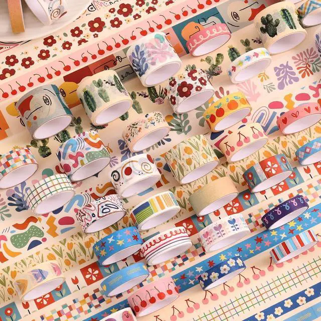 Alt view image 6 of 7 - emmoolife 35 Rolls Washi Tape Set, Colorful Cute Floral Writable Decorative Tapes for Scrapbooking and Journaling, Junk Journal Supplies, Bullet Journaling for Women Girl 5-30mm Wide 9.84ft Long/Roll