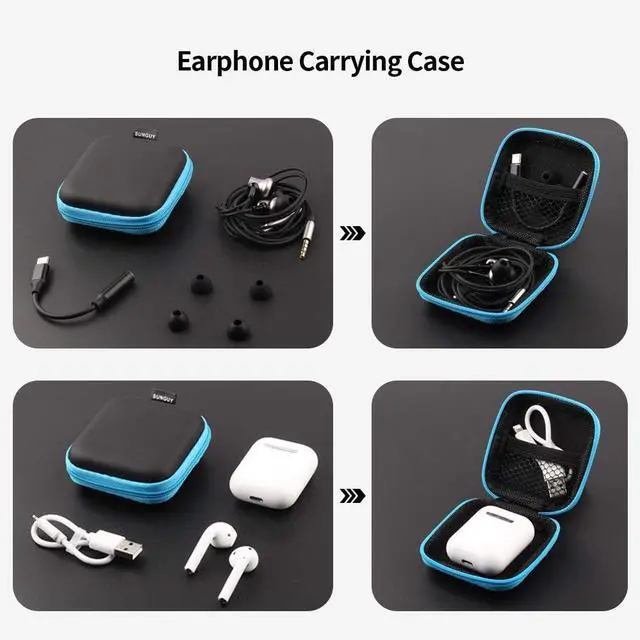 Alt view image 2 of 7 - SUNGUY [5-Pack Earbud Case, Portable EVA Small Earbuds Carrying Case Storage Bag Organizer with Carabiners for Earphones, Earbuds, Earpieces, SD Memory Card, Camera Chips