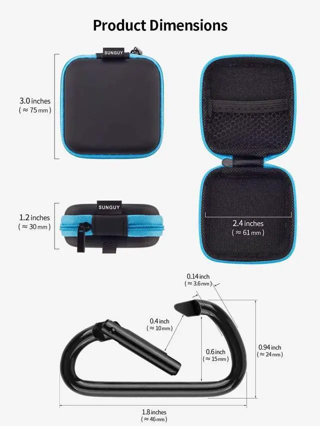 Alt view image 7 of 7 - SUNGUY [5-Pack Earbud Case, Portable EVA Small Earbuds Carrying Case Storage Bag Organizer with Carabiners for Earphones, Earbuds, Earpieces, SD Memory Card, Camera Chips