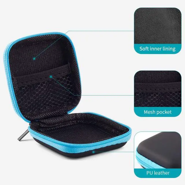 Alt view image 6 of 7 - SUNGUY [5-Pack Earbud Case, Portable EVA Small Earbuds Carrying Case Storage Bag Organizer with Carabiners for Earphones, Earbuds, Earpieces, SD Memory Card, Camera Chips