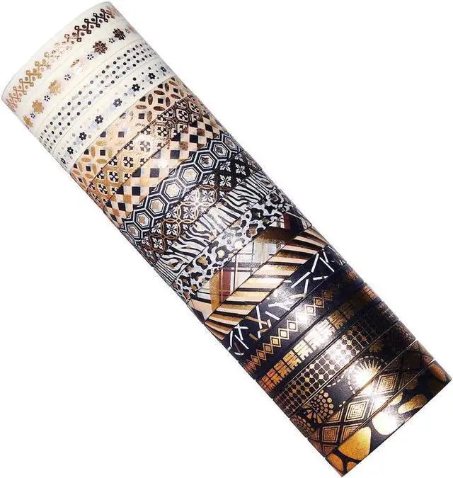 Alt view image 3 of 7 - YUBBAEX 20 Rolls Washi Tape Set Black Gold Foil Print Decorative Tapes for Arts, DIY Crafts, Bullet Journals, Planners, Scrapbook, Wrapping (Skinny Black Gold x 20 Rolls)