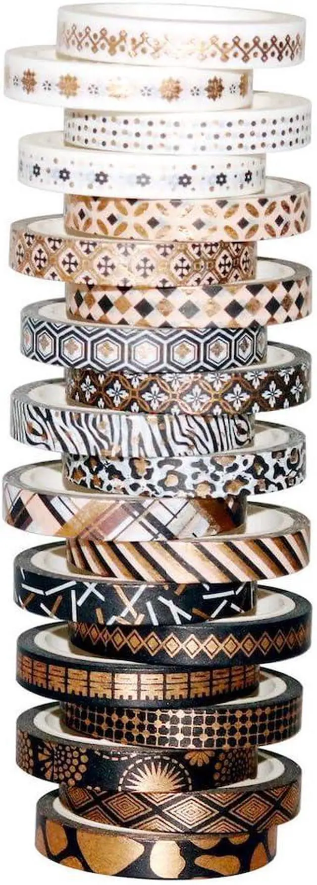 Alt view image 4 of 7 - YUBBAEX 20 Rolls Washi Tape Set Black Gold Foil Print Decorative Tapes for Arts, DIY Crafts, Bullet Journals, Planners, Scrapbook, Wrapping (Skinny Black Gold x 20 Rolls)