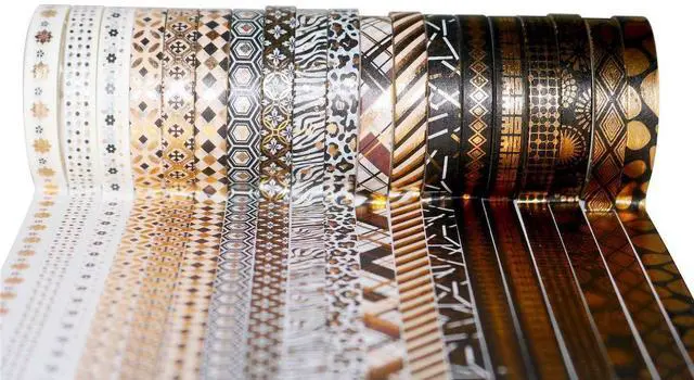 Alt view image 5 of 7 - YUBBAEX 20 Rolls Washi Tape Set Black Gold Foil Print Decorative Tapes for Arts, DIY Crafts, Bullet Journals, Planners, Scrapbook, Wrapping (Skinny Black Gold x 20 Rolls)