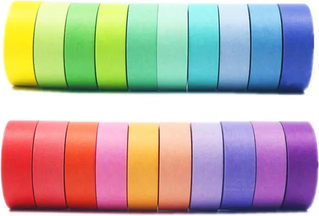 Main image of VIVIQUEN Washi Tape Set, 20 Rolls Colored Masking Tape, 15mm Rainbow Pastel Writable Colorful Washi Tapes for Painting, DIY Scrapbook Designs