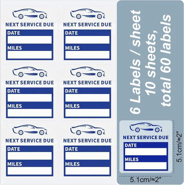 Alt view image 3 of 7 - Hybsk 60pcs Clear Oil Change Stickers for Windshield Service Reminder Labels 2"x2" Next Service Due Oil Change Stickers