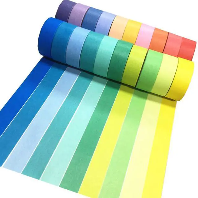 Alt view image 4 of 7 - VIVIQUEN Washi Tape Set, 20 Rolls Colored Masking Tape, 15mm Rainbow Pastel Writable Colorful Washi Tapes for Painting, DIY Scrapbook Designs
