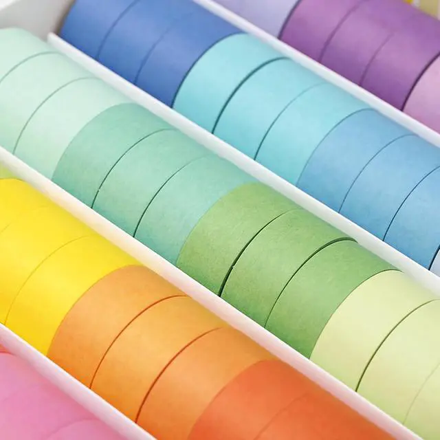 Alt view image 6 of 7 - VIVIQUEN Washi Tape Set, 20 Rolls Colored Masking Tape, 15mm Rainbow Pastel Writable Colorful Washi Tapes for Painting, DIY Scrapbook Designs