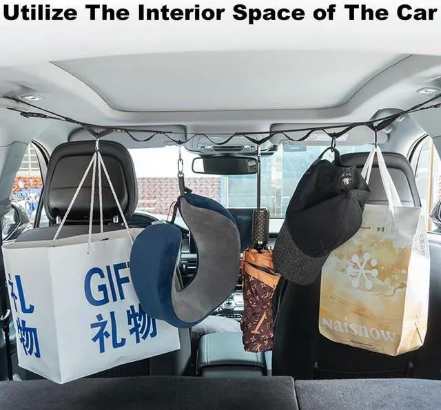 Alt view image 5 of 6 - Car Clothes Hanger,Clothesline Clothes for Cars,Car Rear Multifunctional Hanging Clothes Hanger for Outdoor Travel Clothes Hanging Organizer for Car, SUV, Truck (1)