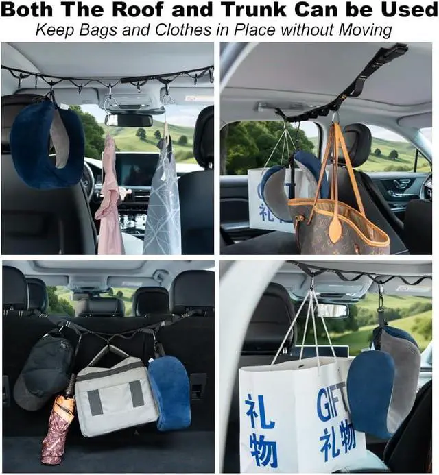 Alt view image 6 of 6 - Car Clothes Hanger,Clothesline Clothes for Cars,Car Rear Multifunctional Hanging Clothes Hanger for Outdoor Travel Clothes Hanging Organizer for Car, SUV, Truck (1)