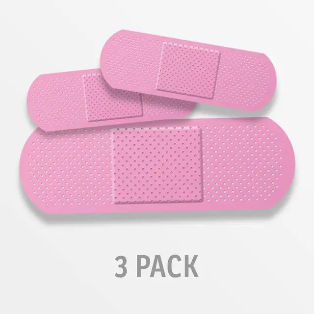 Alt view image 2 of 7 - Bandage Band Aid Decal Sticker (3 Pack) 1-9 x 3 Inch and 2-5 x 1.67 Inch - Perfect Funny Coverup for Any Ouchy, Boo-Boo or Blimish (Pink)