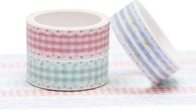 Alt view image 2 of 7 - YUBBAEX Cute Printed Washi Tape 3 Rolls Japanese-Style Masking Tape Set Decorative for Arts, DIY Crafts, Journal Supplies, Planners, Scrapbook, Card/Gift Wrapping (Lace Checkered)