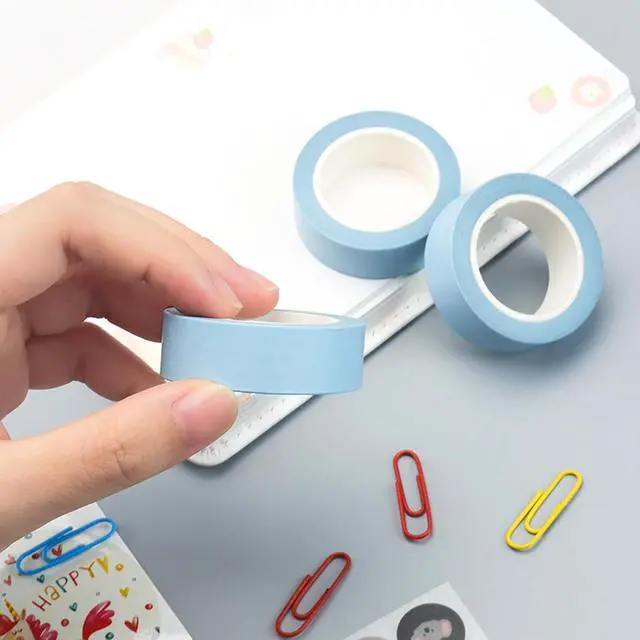 Alt view image 3 of 7 - NatSumeBasics 3 Powder Blue Washi Tapes Pastel Blue Masking Craft Tape | 0.6" x 32ft Decorative Decor Tape for Packaging Decor Journals Scrapbooks Planners DIY Crafts Gift