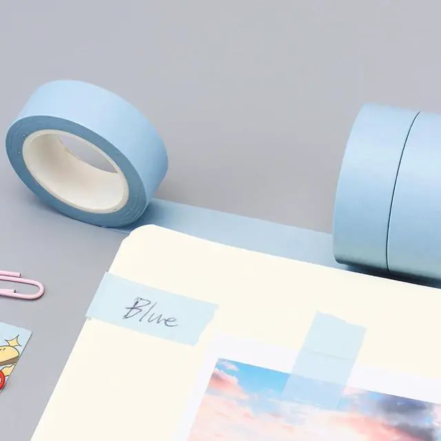 Alt view image 5 of 7 - NatSumeBasics 3 Powder Blue Washi Tapes Pastel Blue Masking Craft Tape | 0.6" x 32ft Decorative Decor Tape for Packaging Decor Journals Scrapbooks Planners DIY Crafts Gift