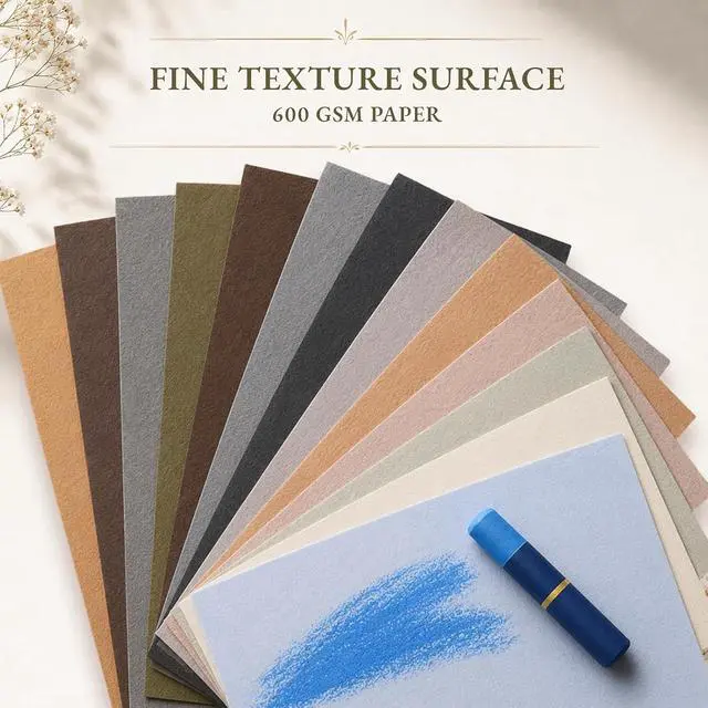 Alt view image 4 of 7 - Somime 5x7 Sanded Pastel Paper Pad, 600gsm 12 Sheets of 12 Mixed Colors | Heavyweight Artist Drawing Paper Pad for Pencils and Soft Oil Charcoal Pastels
