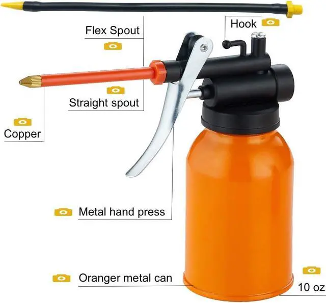 Alt view image 6 of 7 - 300ml Pump Oil Can with Flex and Straight Spout for All Lubrication Need of Car, Bikes and Machines