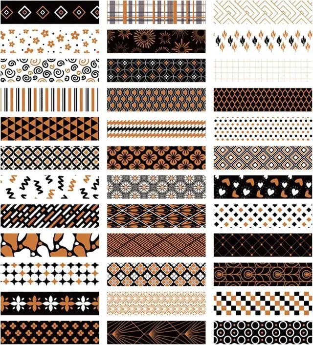 Alt view image 7 of 7 - 36 Rolls Skinny Washi Tape Set Gold Foil Detailing Arts Adhesive Tapes Basic Patterns Decorative Masking Tape Sets for Craft, Kids, Scrapbook, DIY, Gift Wrapping (Black & Gold)