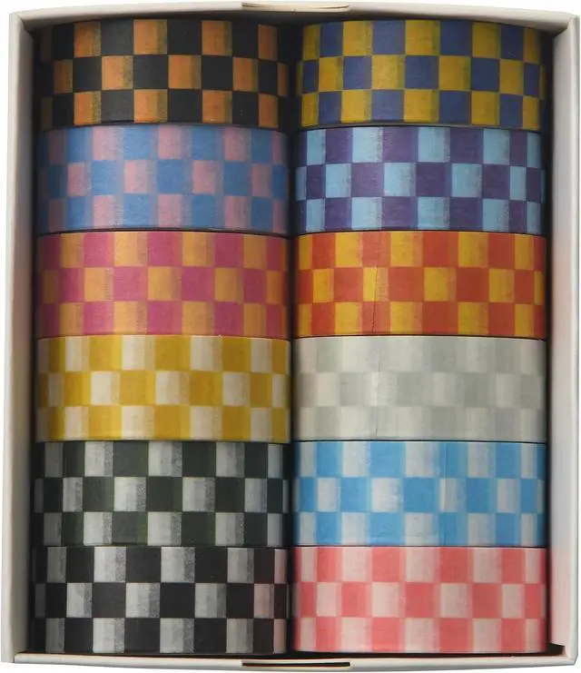Alt view image 2 of 7 - 12 Rolls Grid Washi Tape Set Plaid Arts Adhesive Tapes Basic Patterns Decorative Masking Tape Sets for Craft, Kids, Scrapbook, DIY, Gift Wrapping (Style Two)