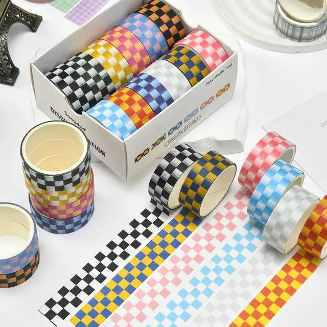 Alt view image 3 of 7 - 12 Rolls Grid Washi Tape Set Plaid Arts Adhesive Tapes Basic Patterns Decorative Masking Tape Sets for Craft, Kids, Scrapbook, DIY, Gift Wrapping (Style Two)