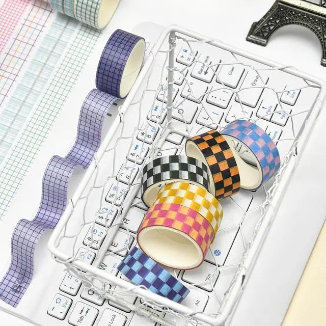 Alt view image 5 of 7 - 12 Rolls Grid Washi Tape Set Plaid Arts Adhesive Tapes Basic Patterns Decorative Masking Tape Sets for Craft, Kids, Scrapbook, DIY, Gift Wrapping (Style Two)